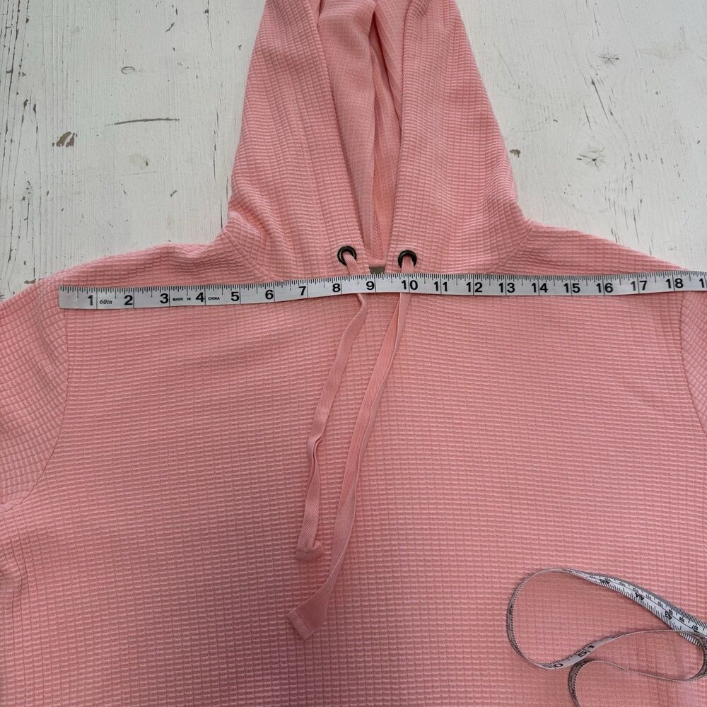 Lilla P Sweater Small Hoodie Waffle Knit Kangaroo Pocket 3/4 Sleeve Peach Glow - Picture 4 of 9
